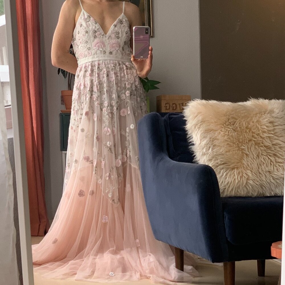 Needle & Thread trailing tiered gown